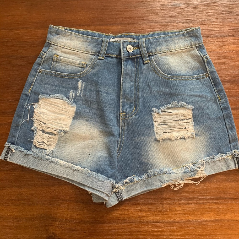 High waisted jean shorts